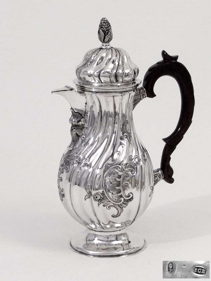 German Silver Rococo Coffee Pot